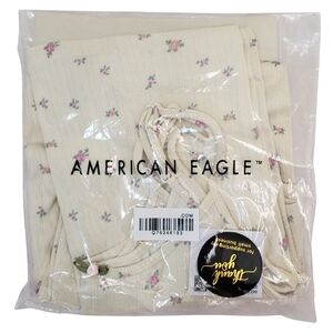 AMERICAN EAGLE Women's Pointelle Boy Short Pajama Set Cappuccino NWT